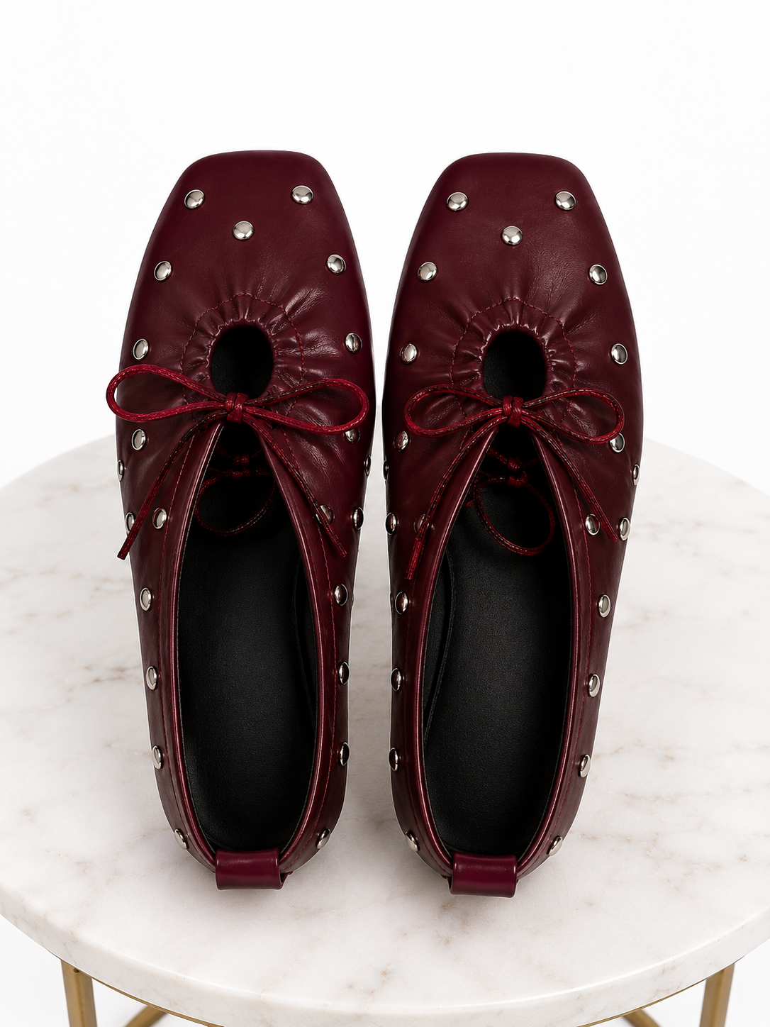 Studded burgundy flats