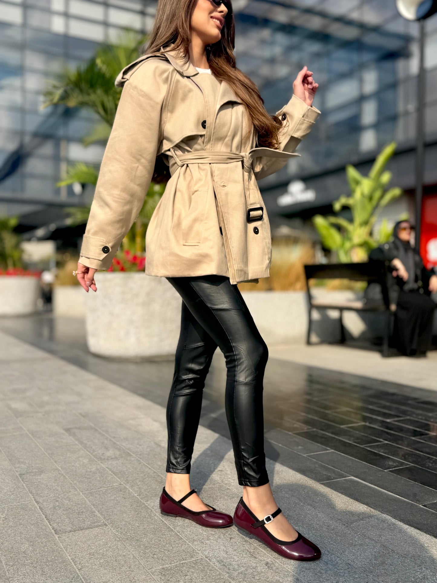 Glossy  burgundy Mary Jane flats