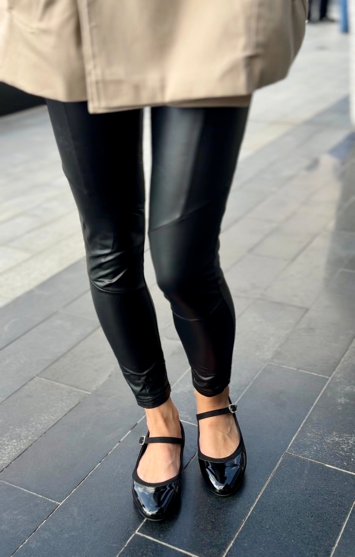 Glossy black Mary Jane flats