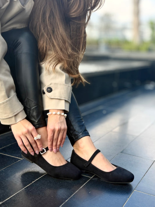 velvet Mary Jane flats