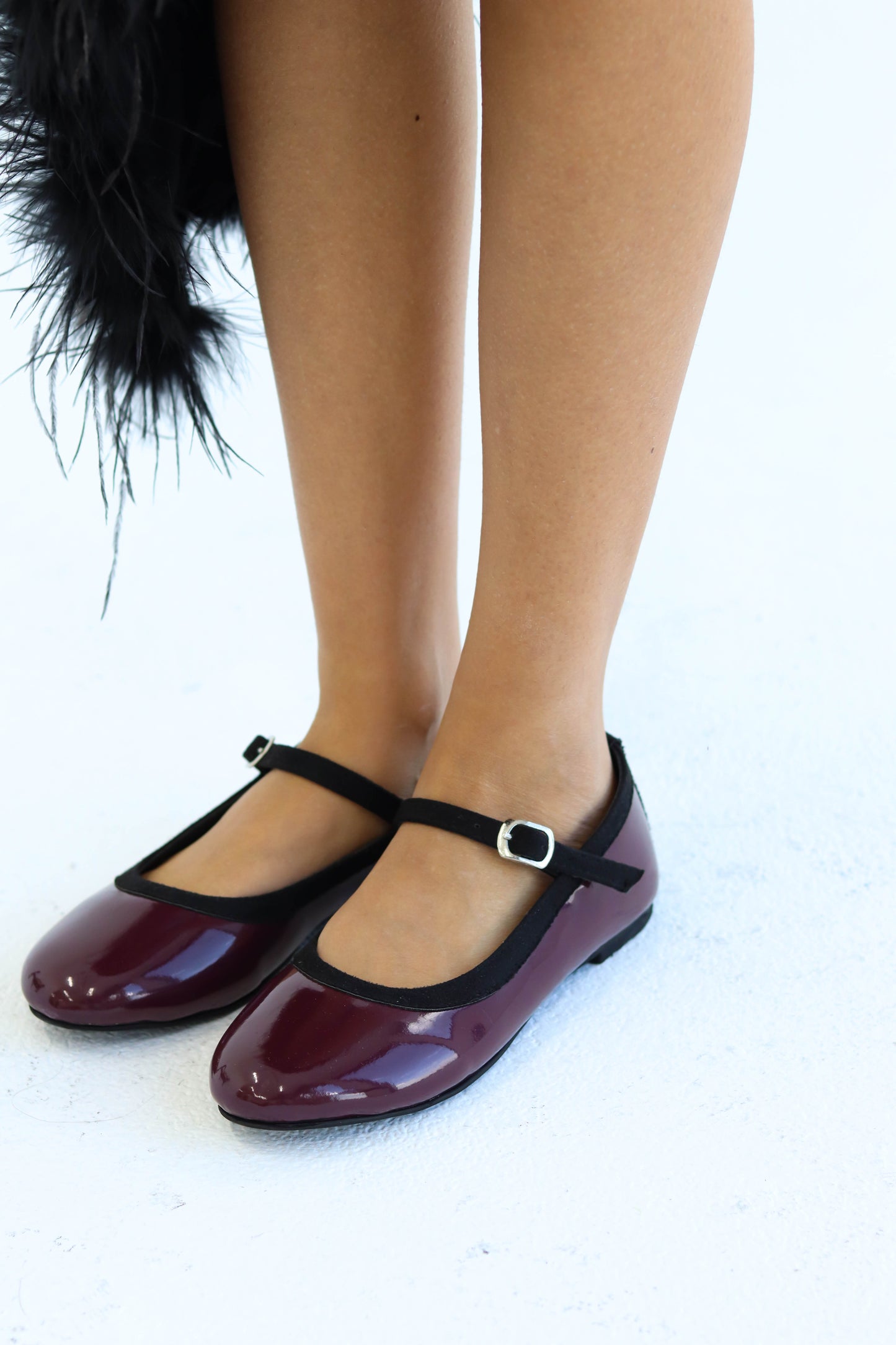 Glossy  burgundy Mary Jane flats