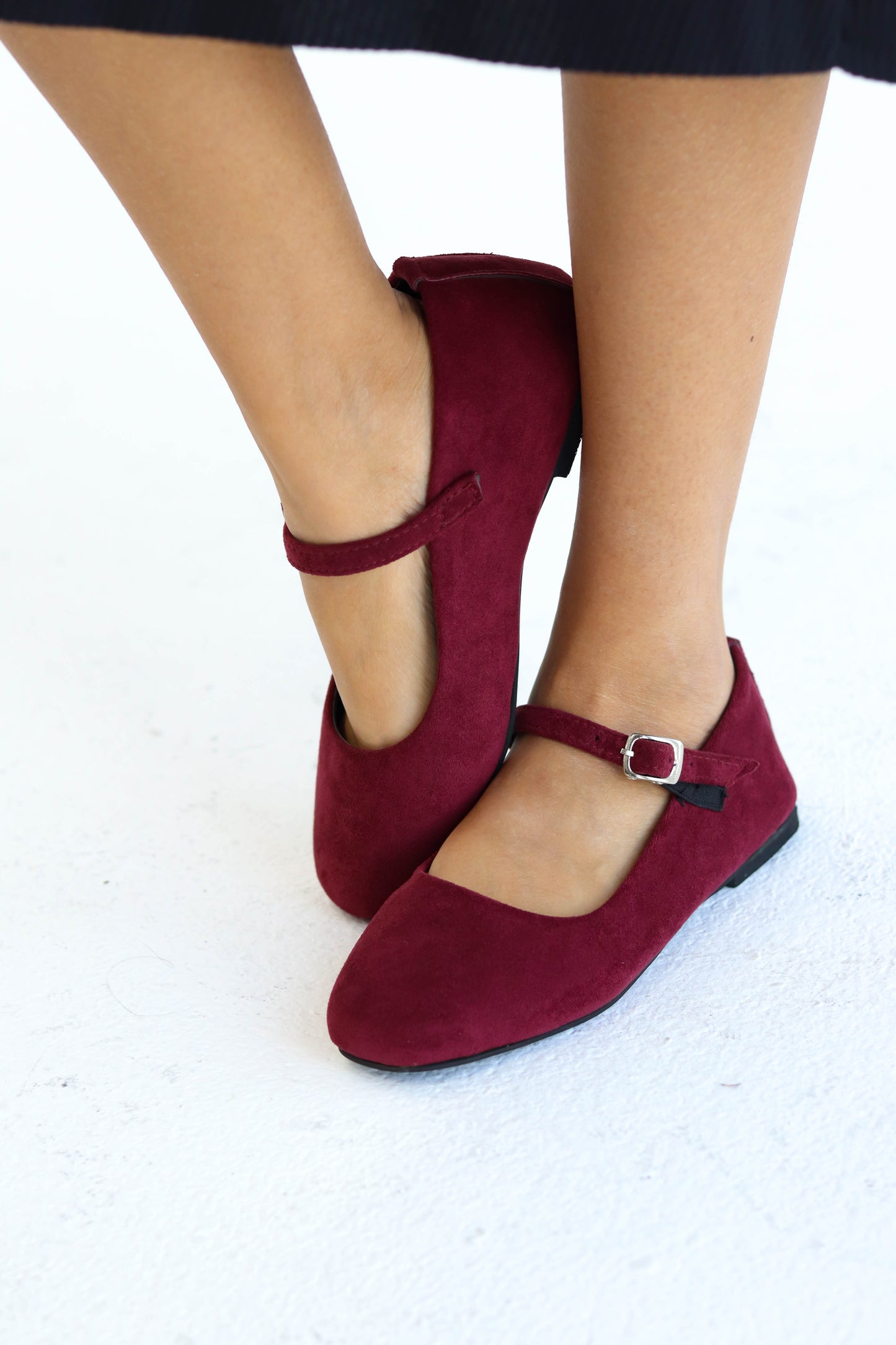 velvet Mary Jane flats