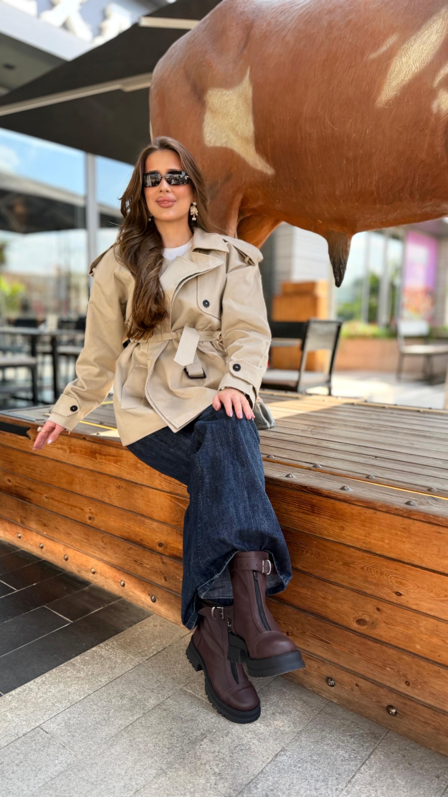 buckle zip-up half boots