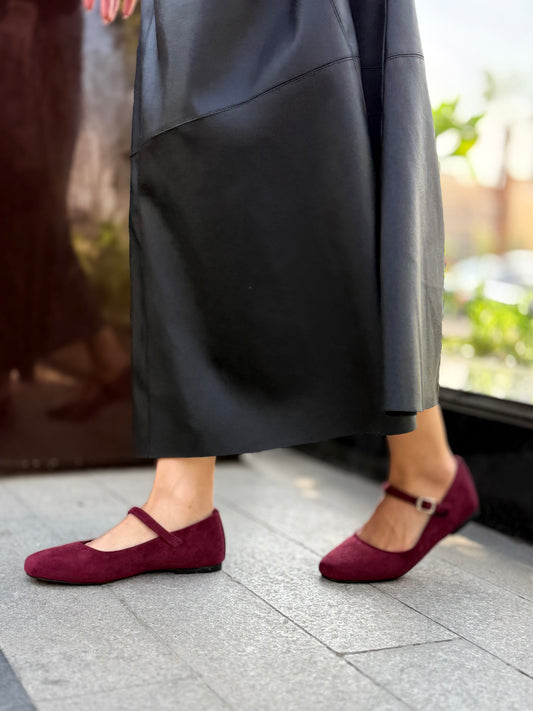 velvet Mary Jane flats