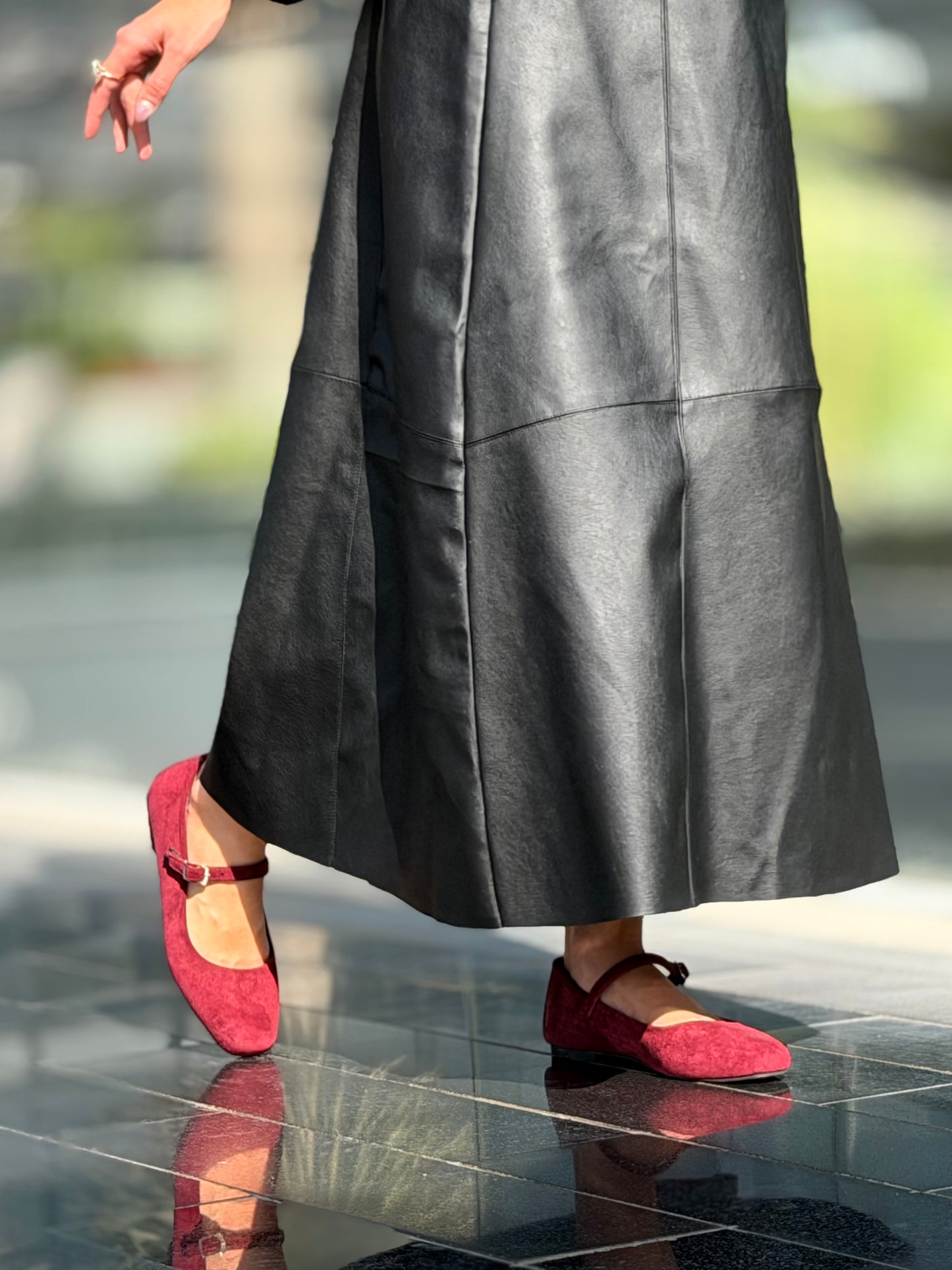 velvet Mary Jane flats