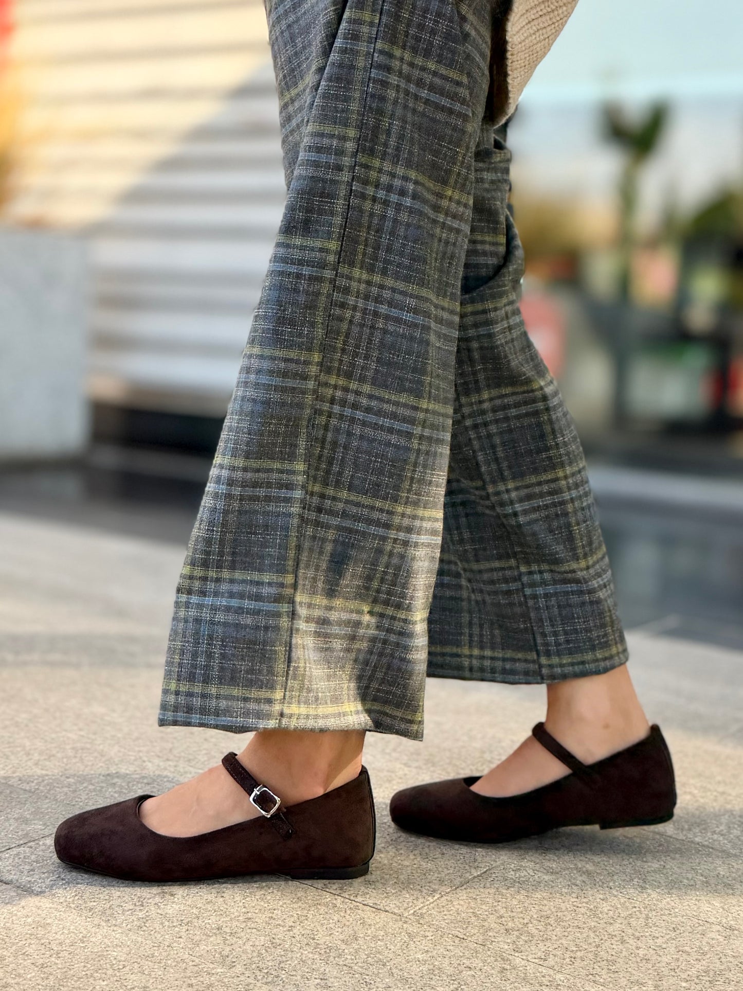 velvet Mary Jane flats