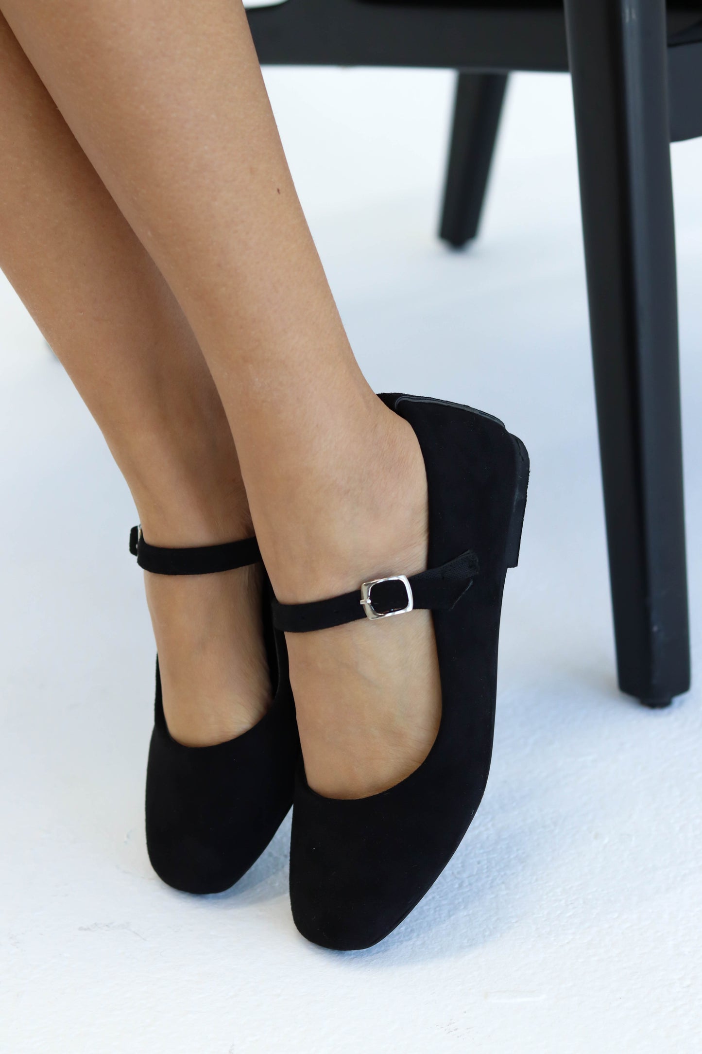 velvet Mary Jane flats