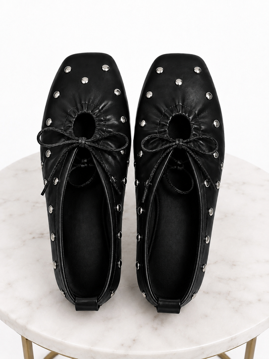 Studded black ballerinas