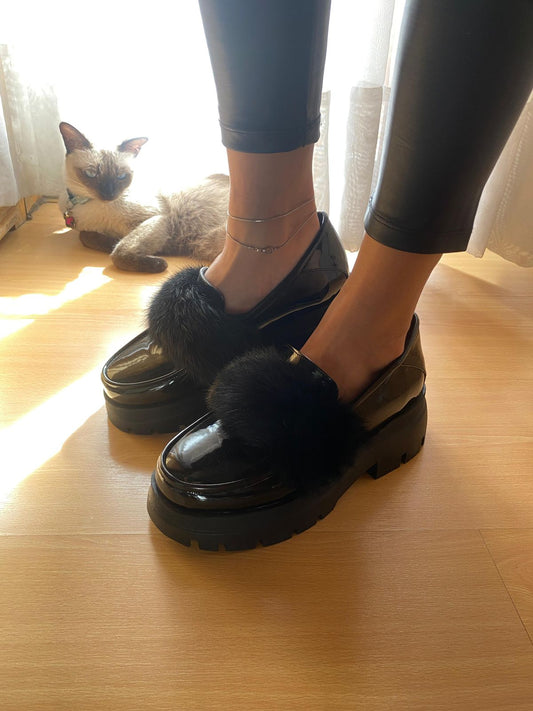 Black fur Vernee Loafer